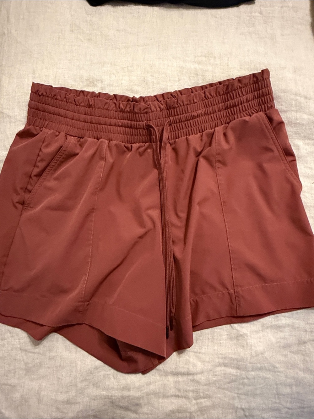 Abercrombie & Fitch Women's Rust-Red Elastic Waist Athletic Shorts
